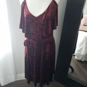 Lauren Conrad Wine-colored Crushed Velvet Dress